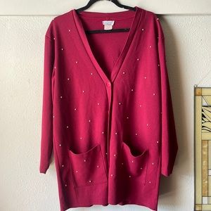 Vintage Fashion Formulas long sleeve button down cardigan w/ gold bead detail